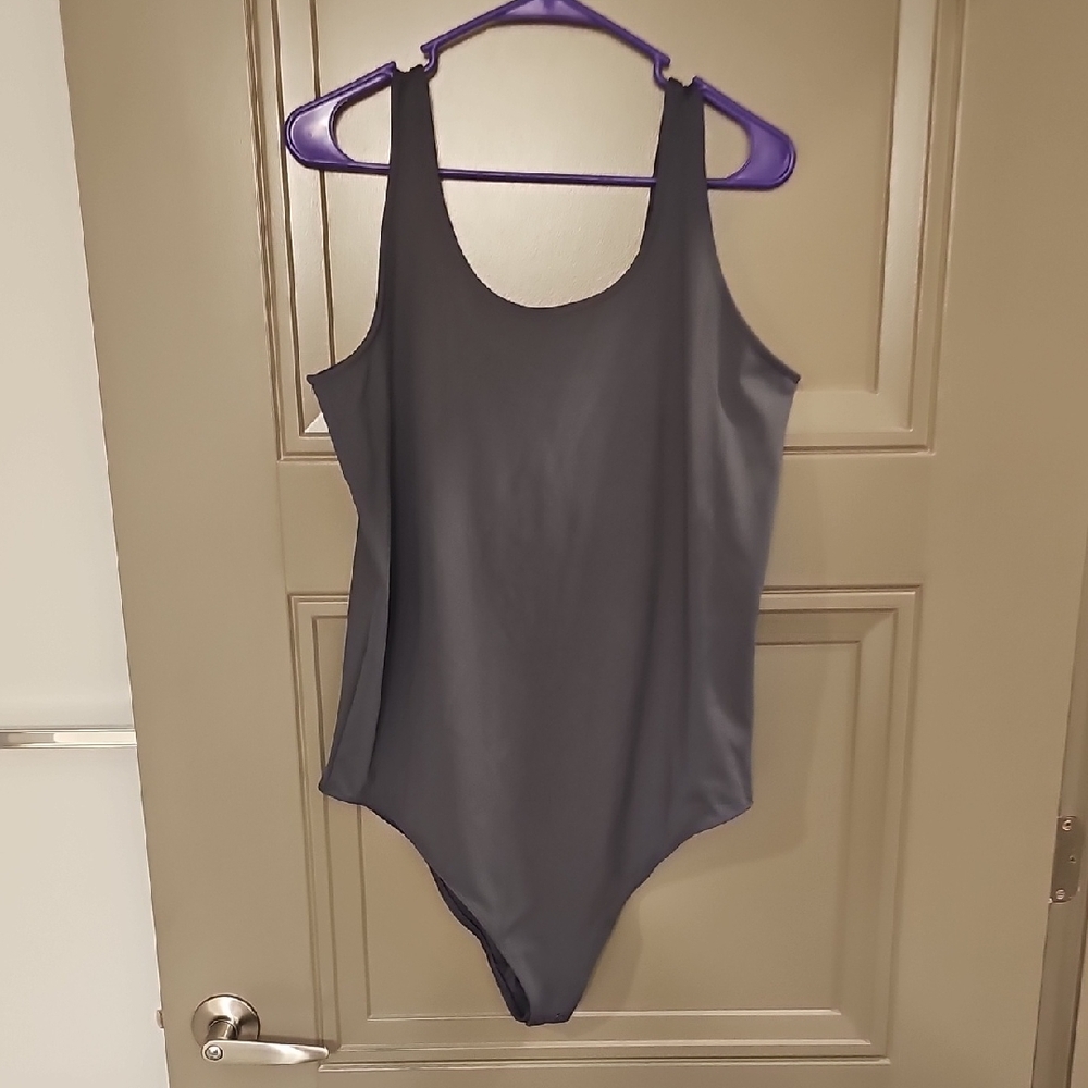 Torrid Gray Bodysuit Scoop Neck Top
